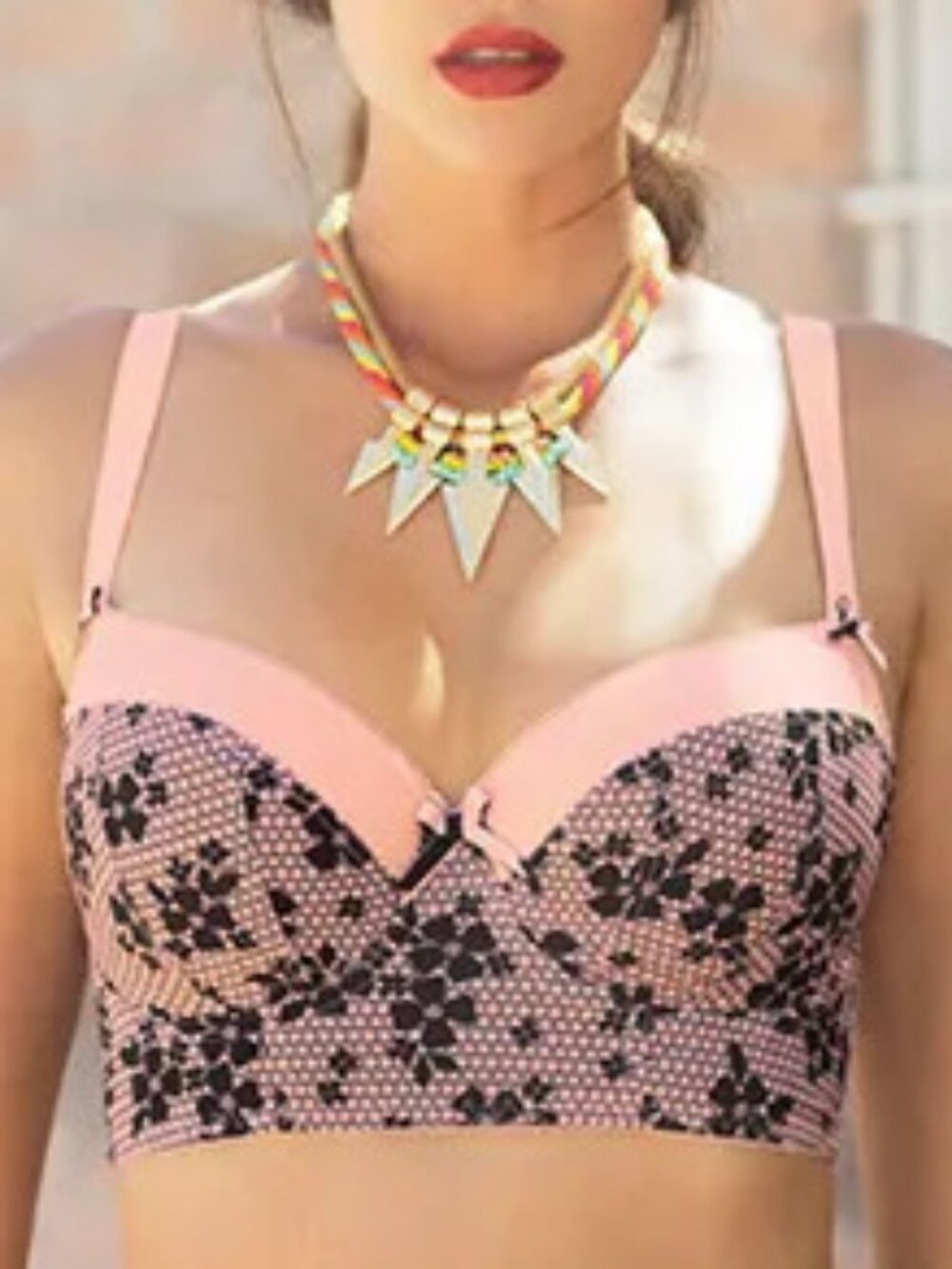 NWT Freya Fifi Light Pink and Black Floral Longline Underwire Support Bra AA1044